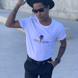 camiseta logo y rosa