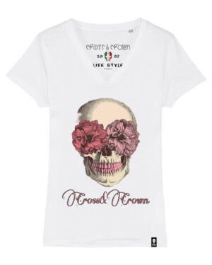 Camiseta flores y calavera